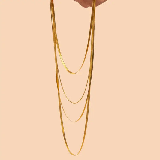 Louise 4 Layer Snake Chain Necklace - 18K Gold Plated
