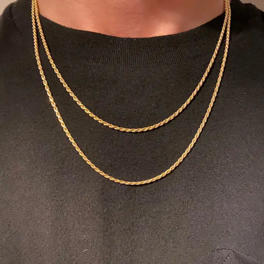 14k Gold Vermeil Rope Chain Set