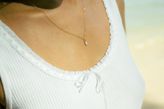 Dainty Oval Opal Necklace